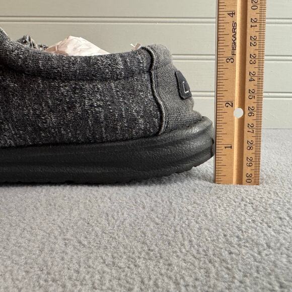 Hey Dude Wally B Stretch Mens 8 Black Melange Slip On Comfort Casual